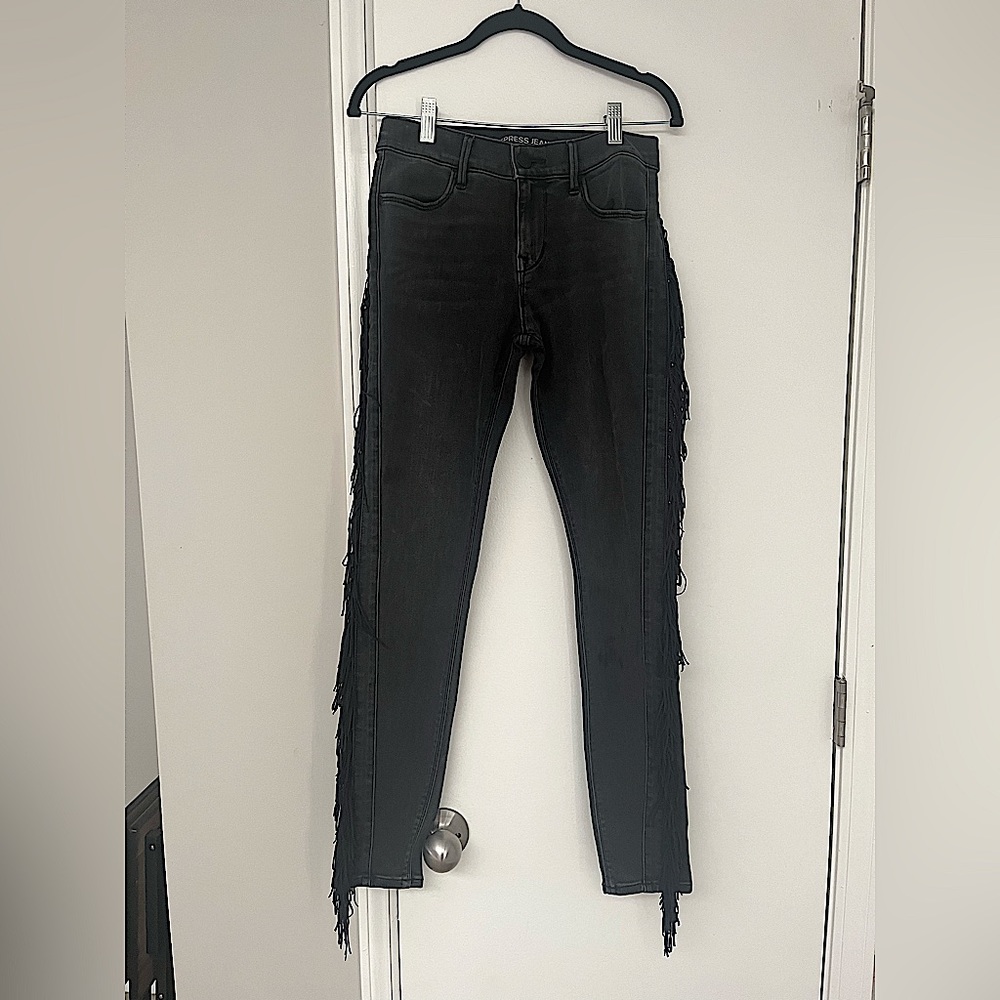 Black fringe express jeans!
